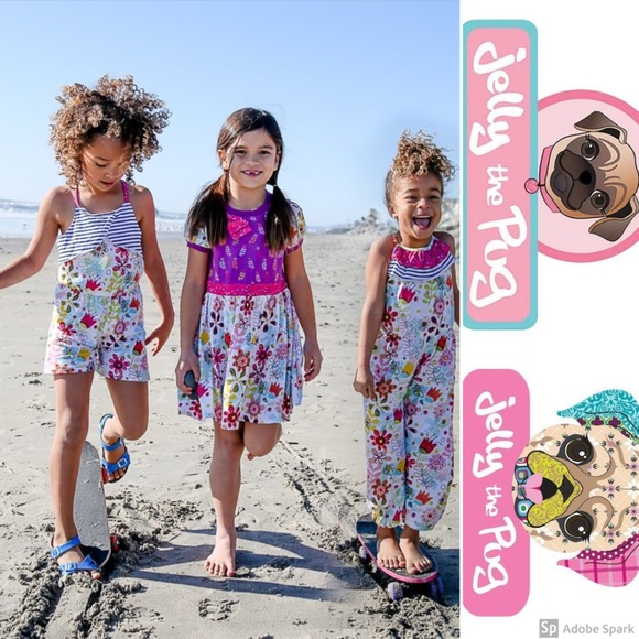 Jelly The Pug Dress Girls Floral Bow Knit 2T New - Picture 2 of 7